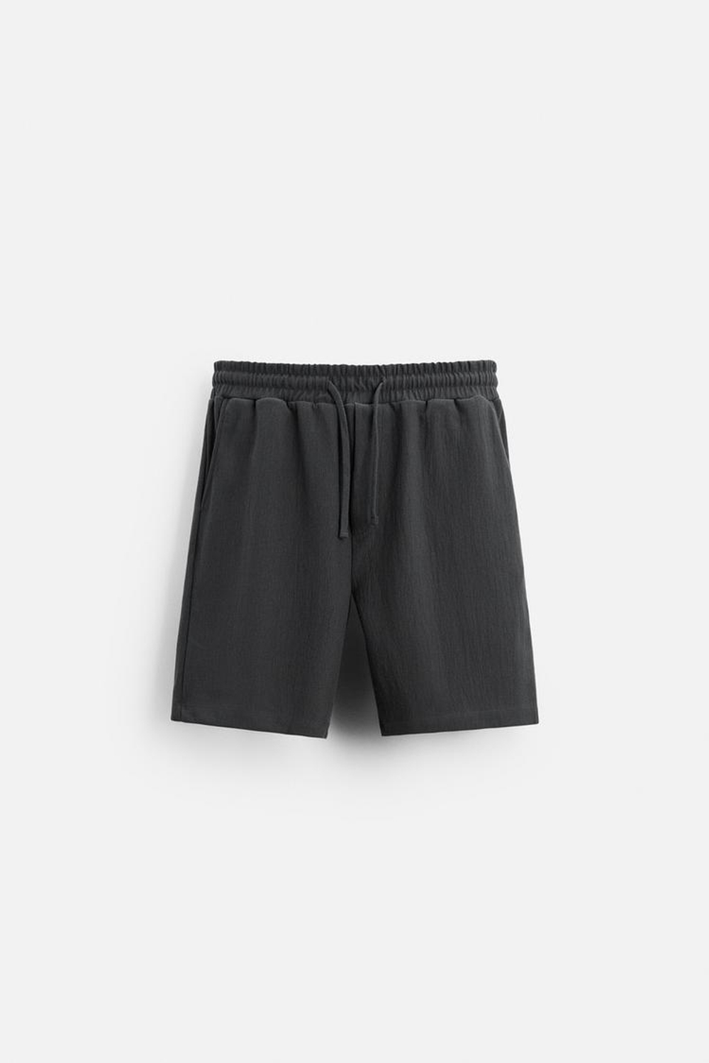 ZARA ШОРТЫ-ДЖОГГЕРЫ ИЗ РЕЛЬЕФНОЙ ТКАНИ, ТЕМНО-СЕРЫЙ