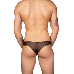 Мужские трусы бразилиана черные с золотистой вставкой Cosmos Colors LB10_GB