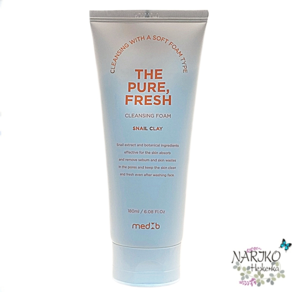 Пенка для лица глиняная очищающая с Муцином улитки MED B. The Pure Fresh Cleansing Foam Snail Clay, 180 мл.