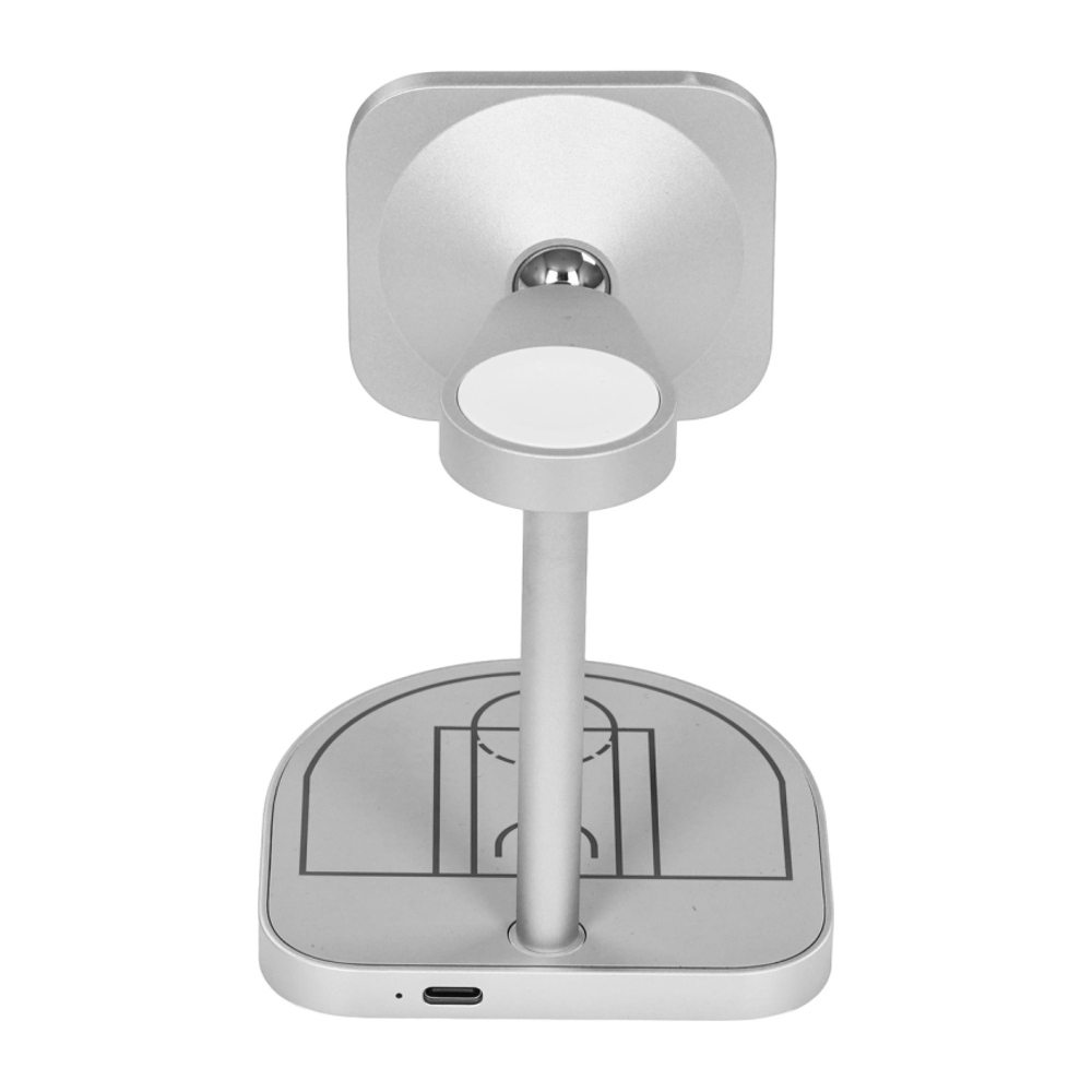 Зарядная станция MagSafe Magssory Basketball для iPhone, Apple Watch и AirPods (Qi2) Беспроводная зарядка: Qi 15 Вт, Qi 5 Вт, магнитное крепление для быстрой зарядки Apple Watch (Qi 5 Вт). Проводная зарядка: нет. Сертификация Qi2. Есть LED-индикация
