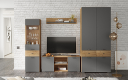 Дублин Тумба ТВ дуб крафт золотой/графит серый
