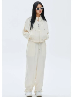 Брюки с высокой посадкой из вискозы и завязками на штанинах