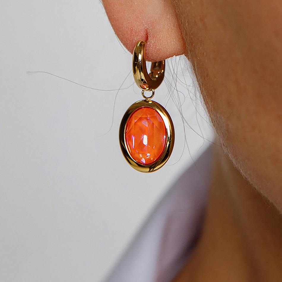 Серьги Qudo Creole TIVOLA small (G/P) Orange glow delite 310684