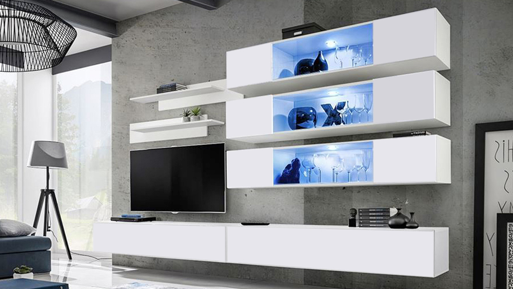 Гостиная 6 Белый Фасадный 0101 320*40*180 см, Белый   Фиеста