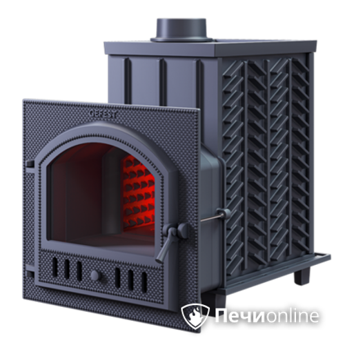 Печь для бани Гефест ЗК-30 (П) чугунная дверца со панорамным стеклом закрытая каменка