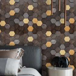 Деревянная мозаика для стен Wood Mosaic Соты спил