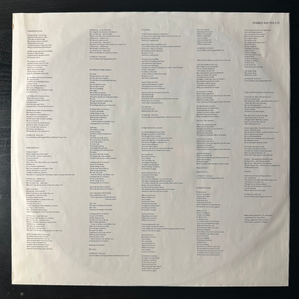 Level 42 ‎– Running In The Family (Германия 1987г.)