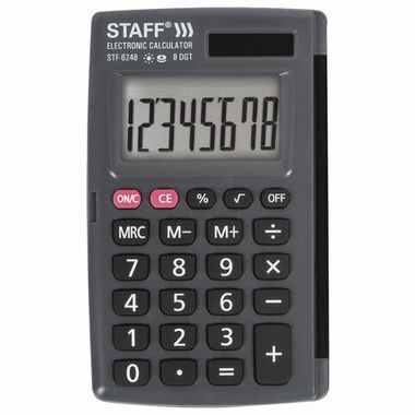 Калькулятор карманный STAFF STF-6248 (104х63 мм), 8 разрядов,двойное питание, 250284