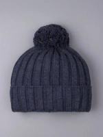 Шапка детская осенняя вязаная с помпоном