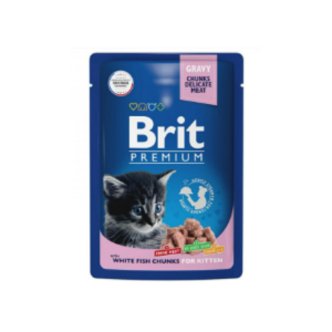 Влажный корм для котят Brit Premium 0,085кг белая рыба в соусе пауч 14 шт