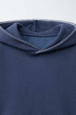 ZARA ХУДИ СО СТРОЧКОЙ, СИНИЙ/ИНДИГО