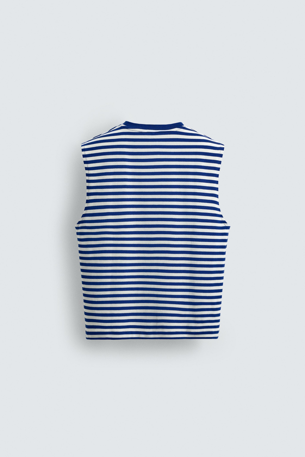 ZARA ЖАККАРДОВАЯ МАЙКА В ПОЛОСКУ, ВАСИЛЬКОВЫЙ
