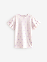 Футболка пижамная для девочки Next B23-974, 2 шт., Сиреневый, Молочный