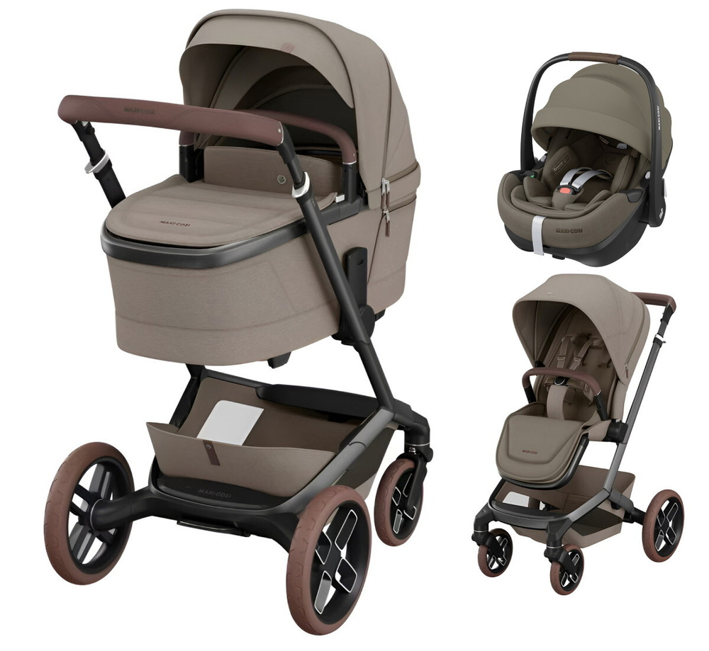 Детская коляска Maxi-Cosi Fame 3 в 1 с автокреслом Pebble 360 Pro Twillic Truffle/Трюфель(беж)
