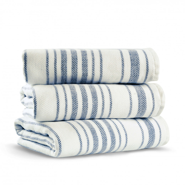 Банная простыня 50x90 L'appartement Stripe Gauze white/navy белый/синий