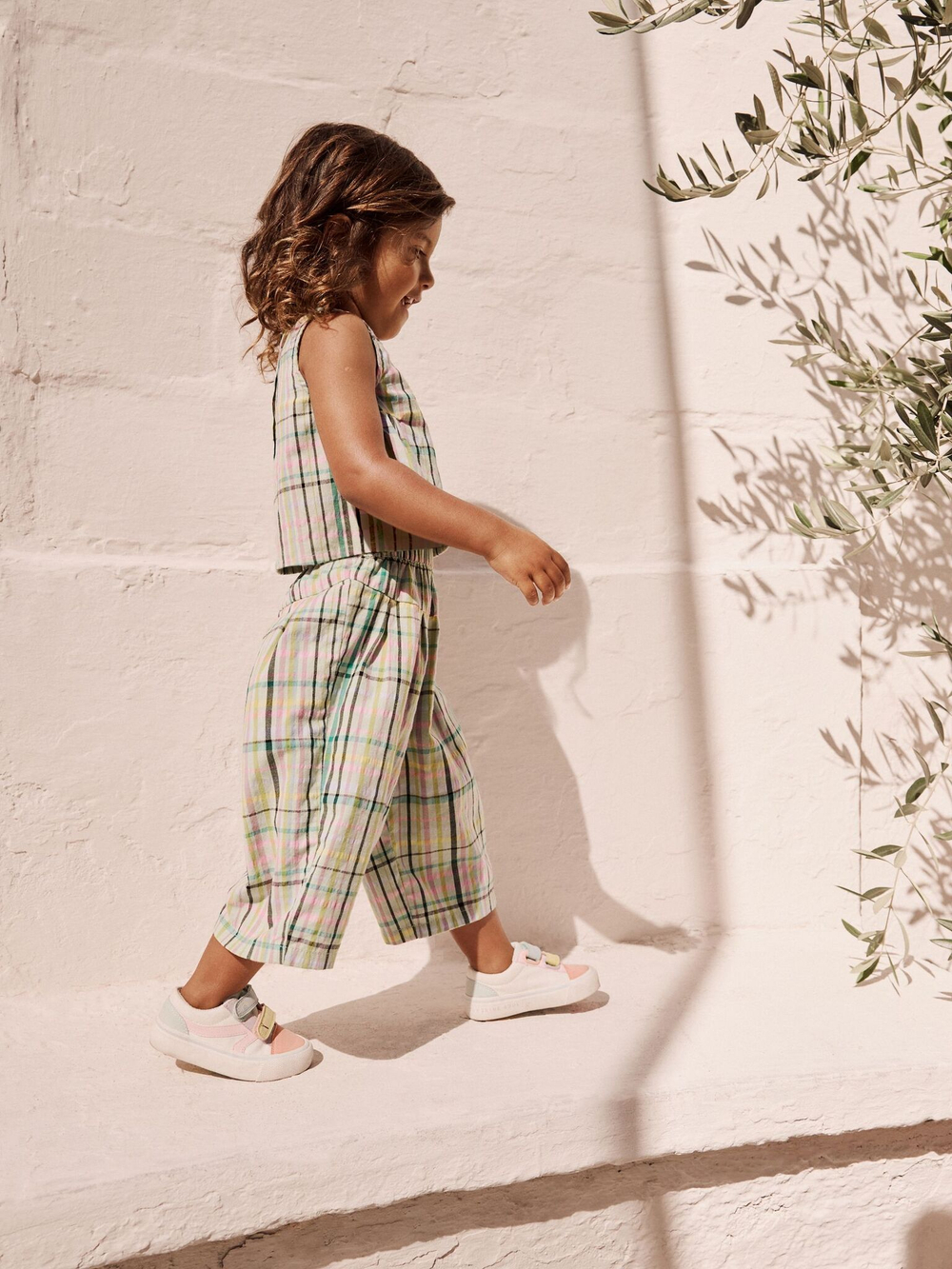 Топ и брюки в компекте для девочки Next E79-583, Молочный, Зеленый