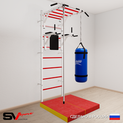 Шведская стенка Sv Sport усиленная 6405 (Турник рукоход/Брусья/Канат/Цепь/Мешок 15кг/Мат 1м)