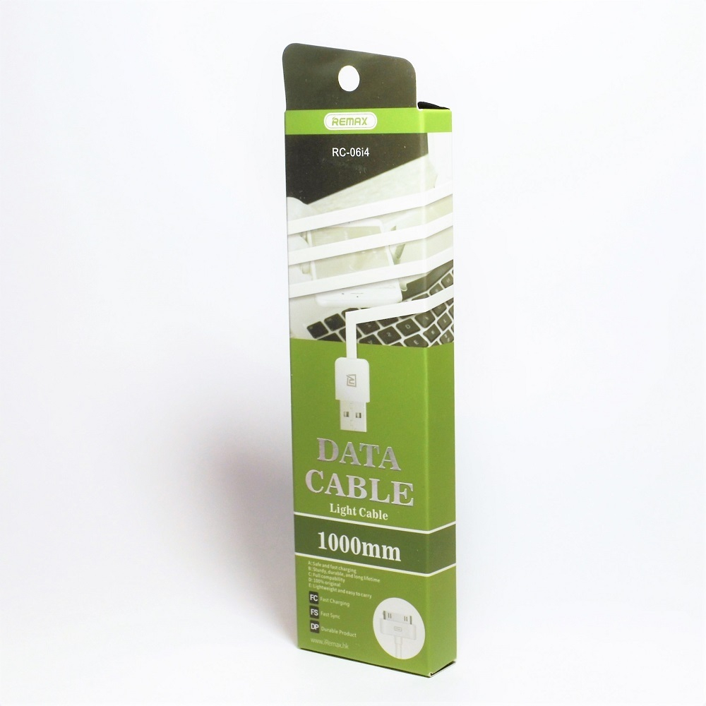Кабель USB (Apple 30-pin) Remax Light iPhone 4 (белый) 1м RC-006i4