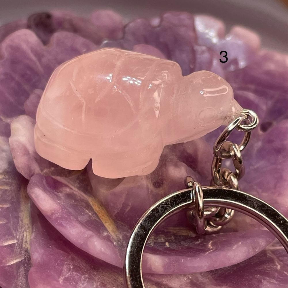 46807 Розовый кварц Брелок Черепаха фигурка 27мм