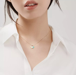 Подвеска из серебра Tiffany 💠, 2 сердца с бриллиантом .бирюзовое.
