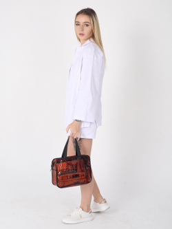 Косметичка водонепроницаемая ПВХ на молнии сумочка с ручкой TRAVEL, коричневая 29,5*11*21см