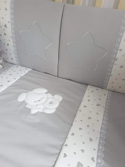 Набор в кровать для новорожденных Lollycottons Maks Bear, Серый