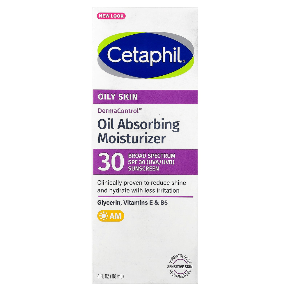 Cetaphil, Derma Control ™, маслоабсорбирующее увлажняющее средство, SPF 30, 118 мл (4 жидк. унц.)