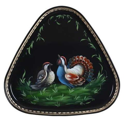 Жостовский поднос декоративный, размер 29х29 см (A8), металлический