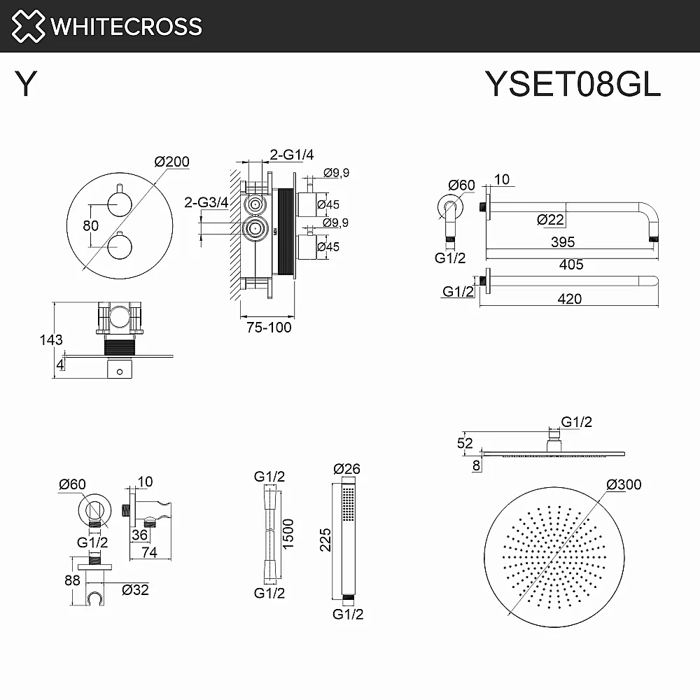 Душевая система WhiteCross Y YSET08GL золото