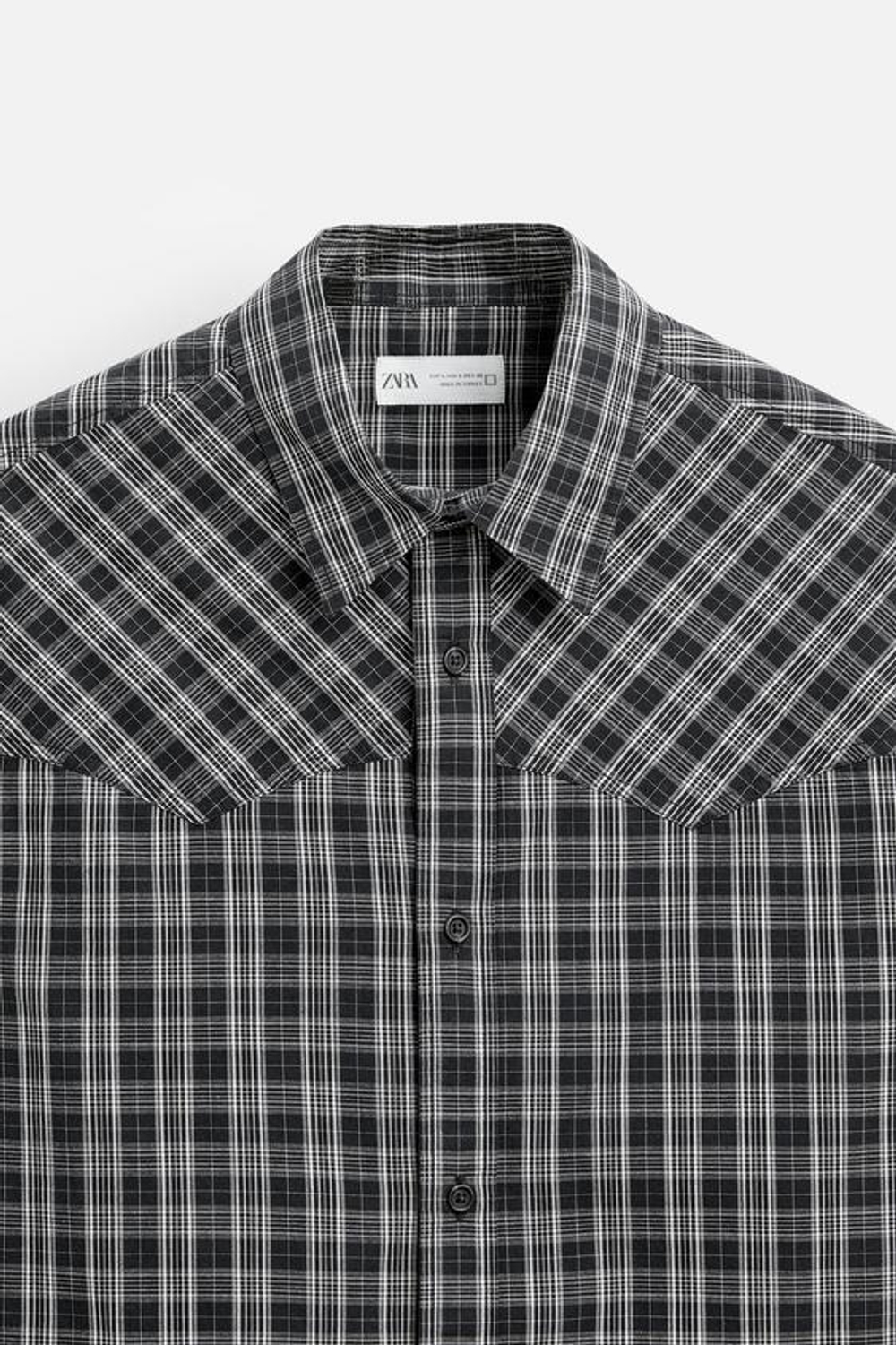 ZARA РУБАШКА В КЛЕТКУ, ЧЕРНЫЙ