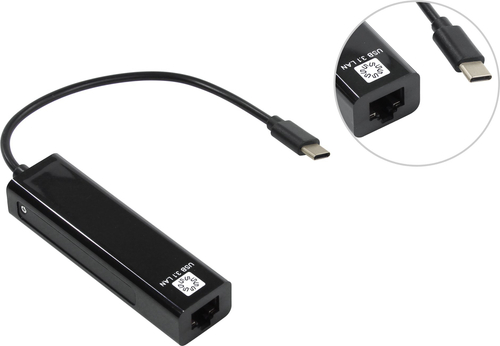 5bites <UA3C-45-09BK> адаптер USB-C --> UTP 100Mbps + 3-port USB2.0 Hub