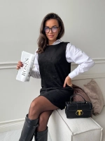 Платье сарафан праздничное офисное замшевое А силуэт