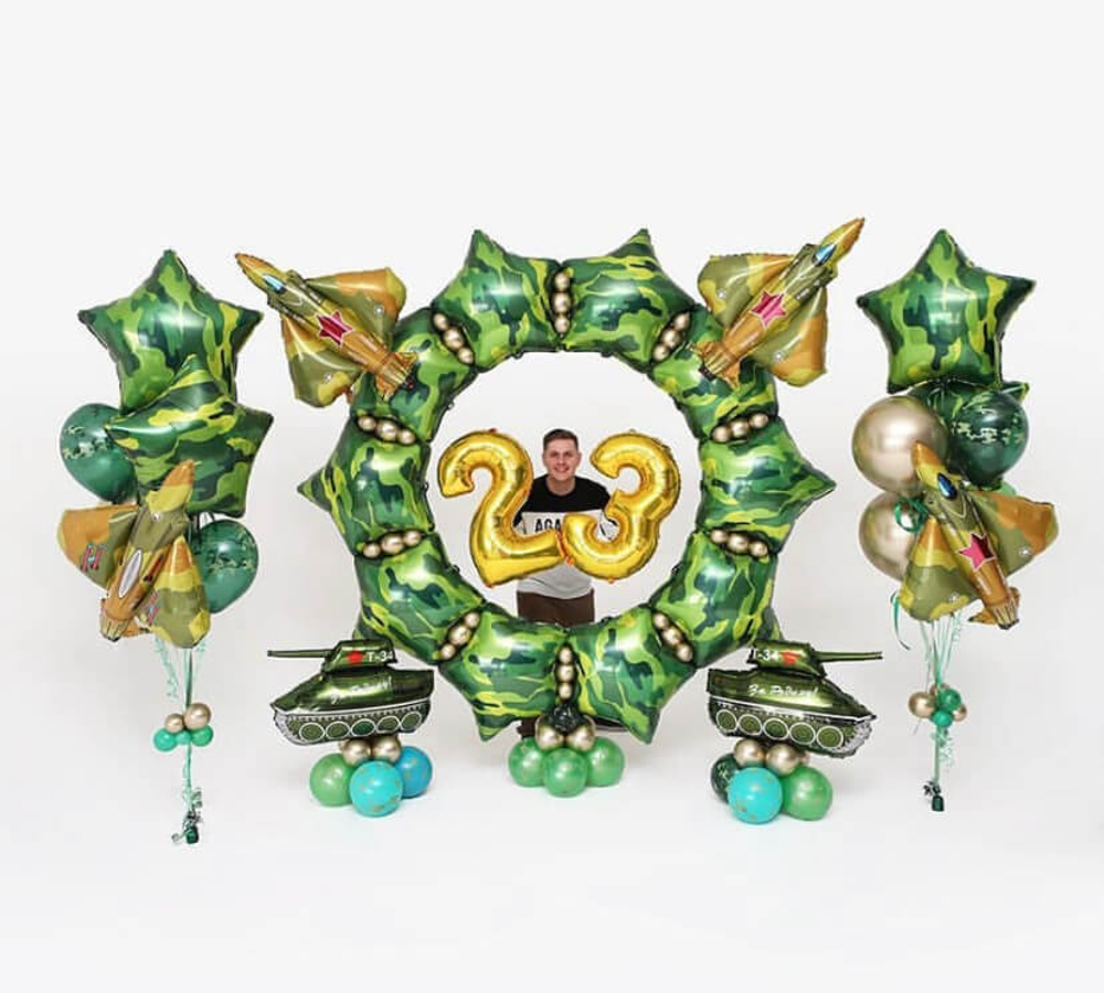 Оформление шарами на 23 февраля