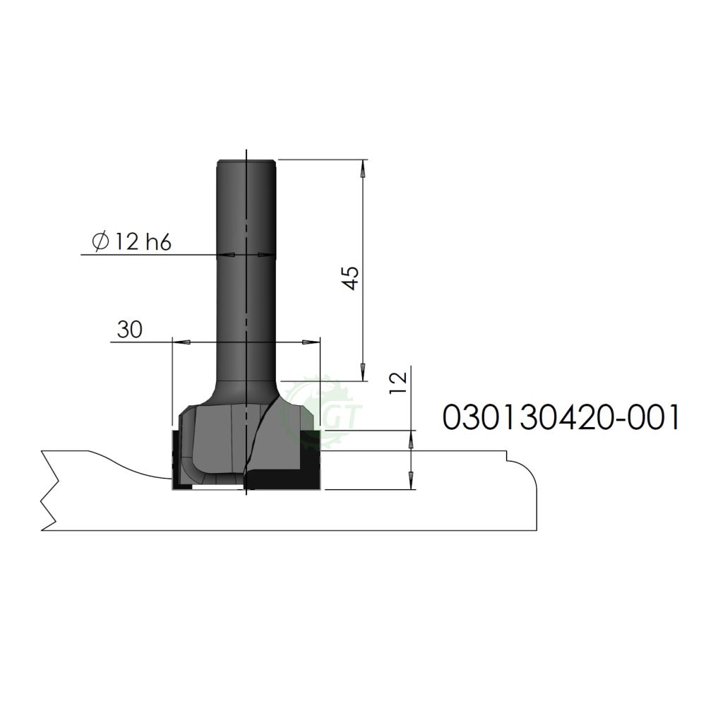 Алмазная фаcадная фреза GT 030130420-001, профиль