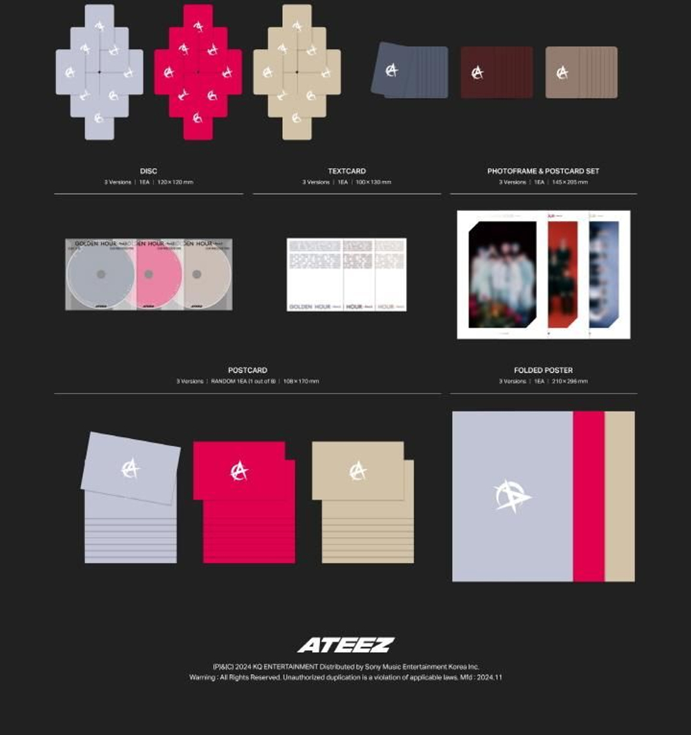 Альбом ATEEZ - GOLDEN HOUR : PART.2 11th EP Album 3 Version SET