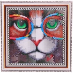 Алмазная мозаика на подрамнике с полным заполнением «МИР ЯРКИХ КРАСОК», кот ученый, 20*20 см