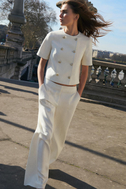 ZARA ТОП НА ЗАПÁХЕ С КОРОТКИМИ РУКАВАМИ, ЭКРЮ