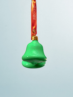 стильная яркая елочная игрушка в виде зеленого колокольчика в подарок