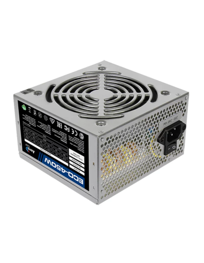 Aerocool 450W Retail ECO-450W ATX v2.3 Haswell, fan 12cm, 400-mm cable, power cord, 20+4P, 12V 4P, 1x PCI-E 6P, 2x SATA, 2x PATA, 1x FDD