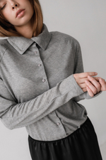 Лонгслив тенсель на пуговках (серый)