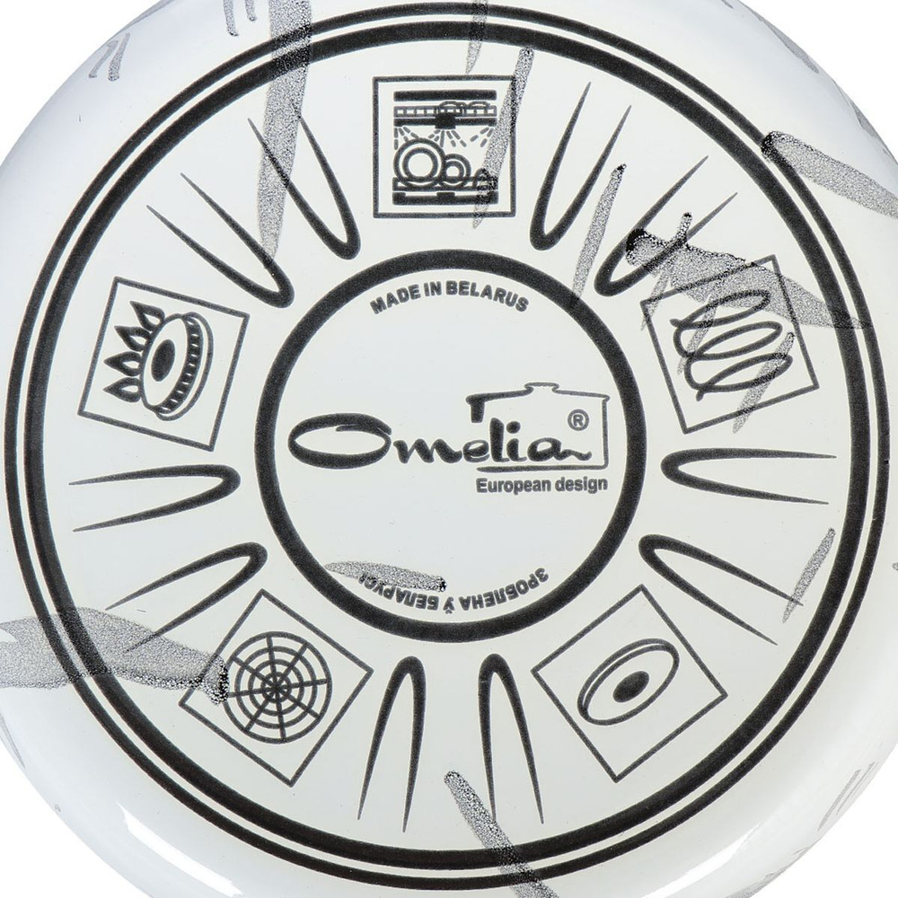 Кастрюля сталь, эмал, 1.5 л, с крыш, Сантэкс, Шейк бело-черная, 1-2415111, индукц