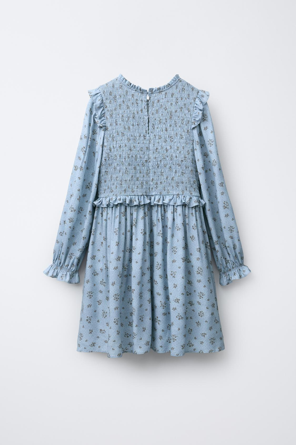 ZARA ПЛАТЬЕ С ЦВЕТОЧНЫМ ПРИНТОМ И УЗОРОМ «СОТЫ», ГОЛУБОЙ