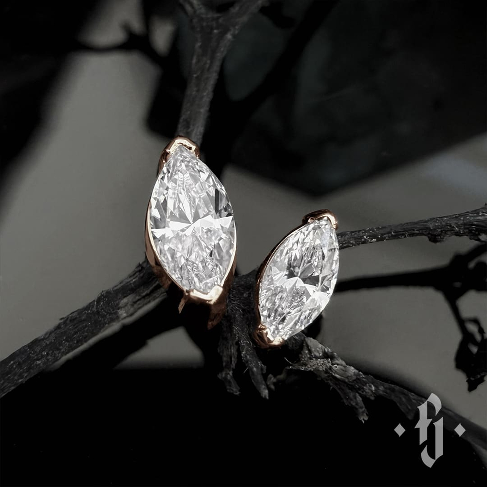 Накрутка "One Marquise" - Розовое золото - White CZ