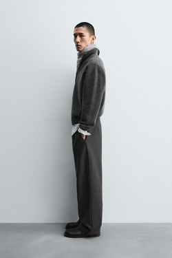 ZARA СВИТЕР С ЗАСТЕЖКОЙ-МОЛНИЕЙ НА ВОРОТНИКЕ, ТЕМНО-СЕРЫЙ