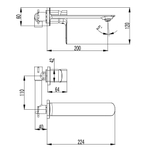 AQM6315BG Monza Смеситель для раковины настенный на 2 отв., внутр монтаж в компл., Brushed gold