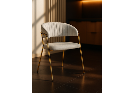 Стул на металлокаркасе Woodville Kamelia светло-серый, ткань золотые ножки