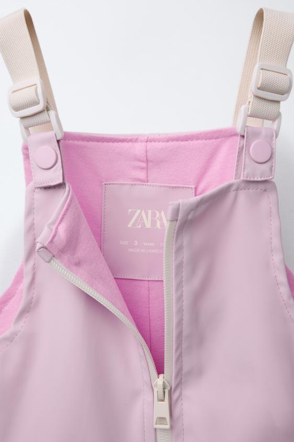 ZARA ПРОРЕЗИНЕННЫЙ КОМБИНЕЗОН WATER-REPELLENT, РОЗОВЫЙ