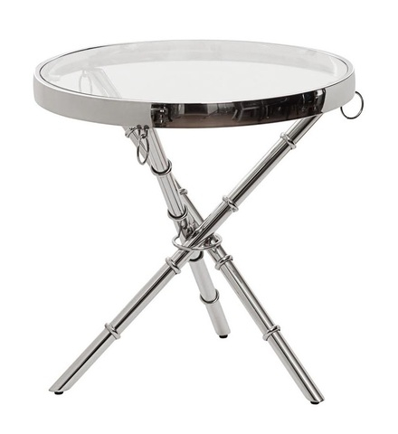 13RX6035-SILVER-Стол журнальный стекло прозр./серебро d50*50см