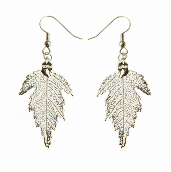 Серьги листья Ester Bijoux Шелковица LF57C-S BW