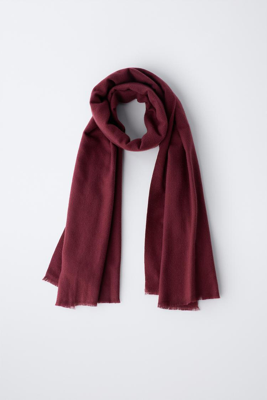 ZARA ШАРФ ИЗ МЯГКОЙ ТКАНИ, БУРГУНДИ